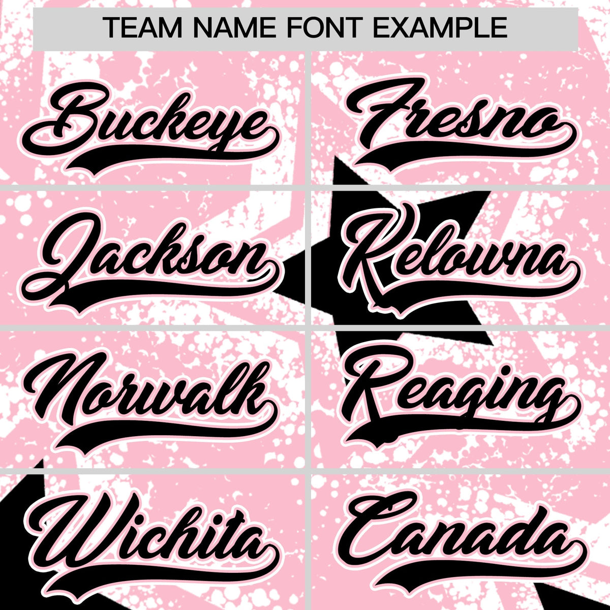 Custom Light Pink White Black Star Graffiti Team Baseball Jerseys With Custom Names, Numbers & Logos Stretch Fabric Baseball Jersey| KXKSHOP