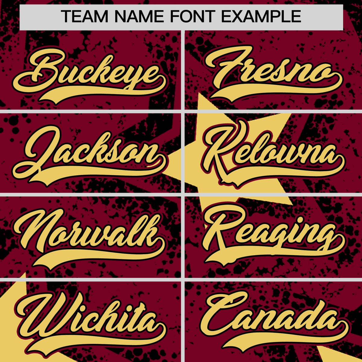 Custom Crimson Khaki Black Star Graffiti Team Baseball Jerseys With Custom Names, Numbers &amp; Logos Stretch Fabric Baseball Jersey| KXKSHOP