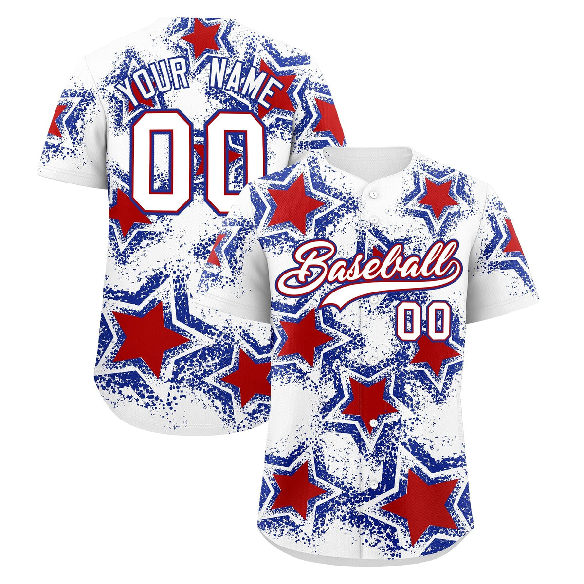 Custom Black Royal Blue Red Star Graffiti Team Baseball Jerseys With Custom Names, Numbers & Logos Lightweight Baseball Jersey| KXKSHOP