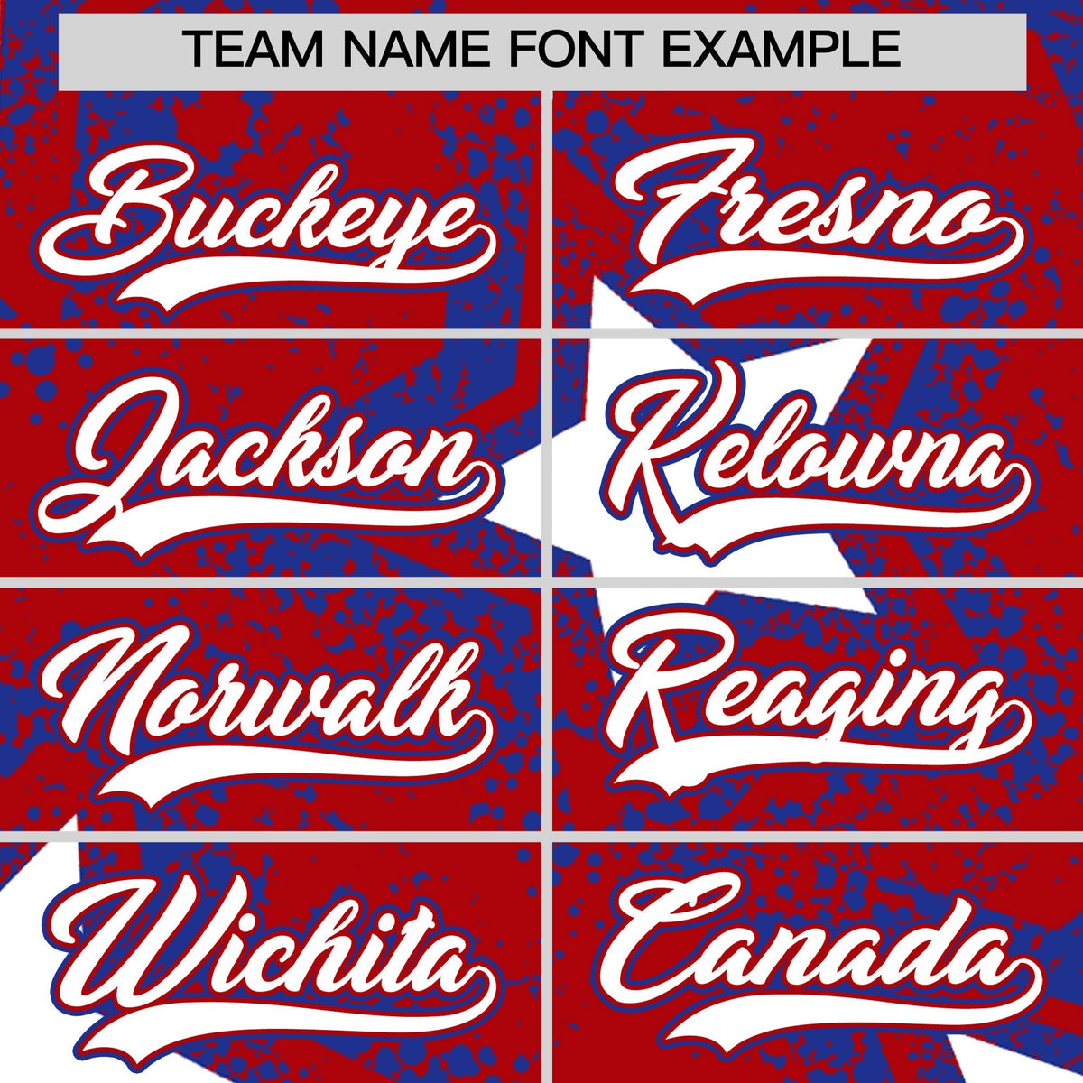 Custom Red Royal Blue White Star Graffiti Team Baseball Jerseys With Custom Names, Numbers & Logos Lightweight Baseball Jersey| KXKSHOP