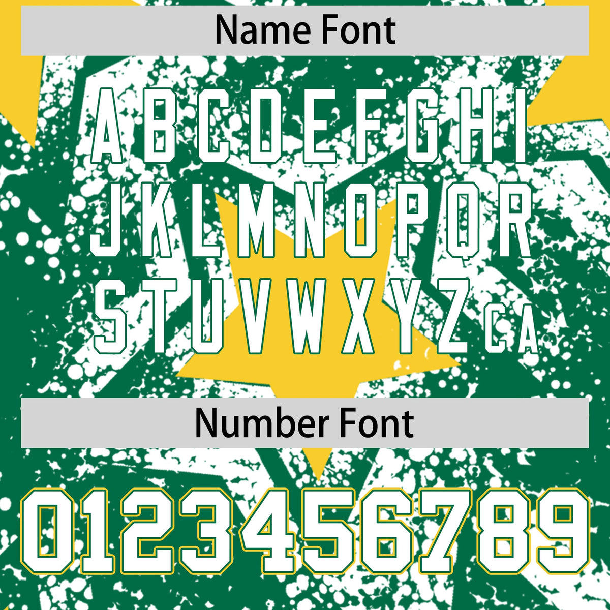 Custom Kelly Green White Gold Star Graffiti Team Baseball Jerseys With Custom Names, Numbers &amp; Logos Stretch Fabric Baseball Jersey| KXKSHOP