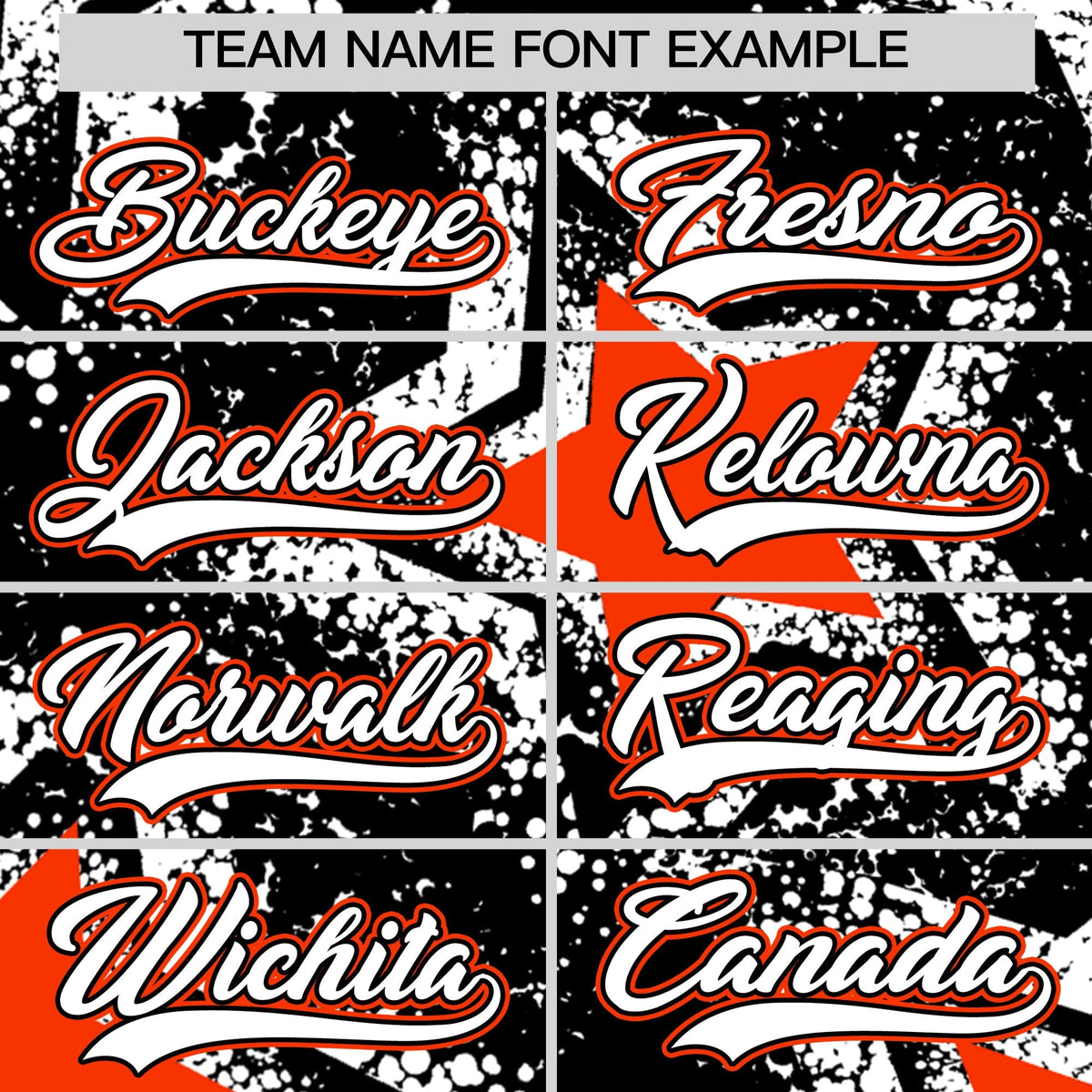 Custom Black White Orange Star Graffiti Team Baseball Jerseys With Custom Names, Numbers &amp; Logos Lightweight Baseball Jersey| KXKSHOP