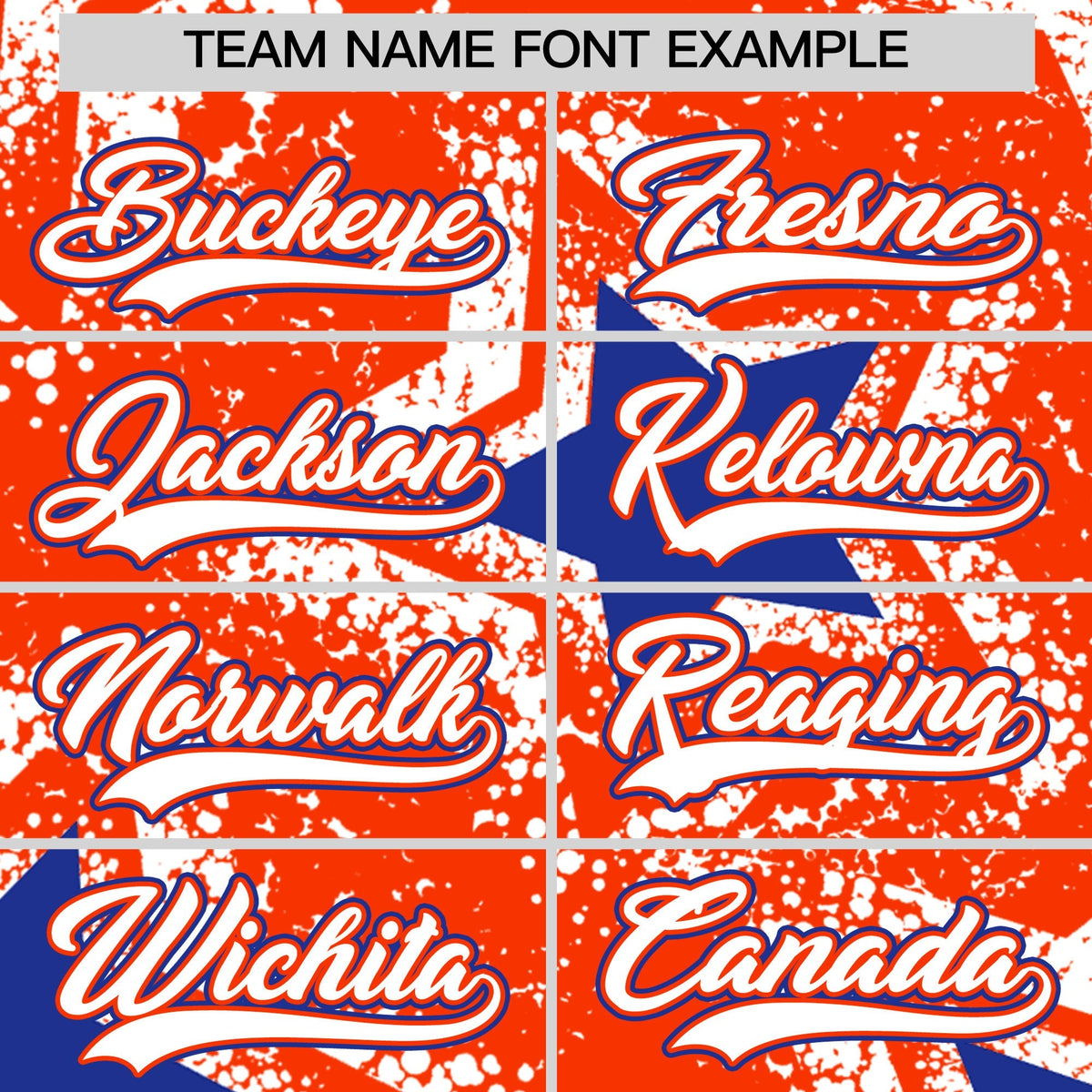 Custom Orange White Royal Blue Star Graffiti Team Baseball Jerseys With Custom Names, Numbers & Logos Lightweight Baseball Jersey| KXKSHOP