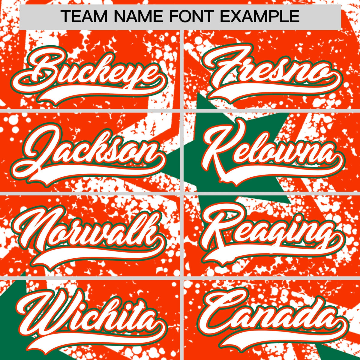Custom Orange White Kelly Green Star Graffiti Team Baseball Jerseys With Custom Names, Numbers &amp; Logos Lightweight Baseball Jersey| KXKSHOP
