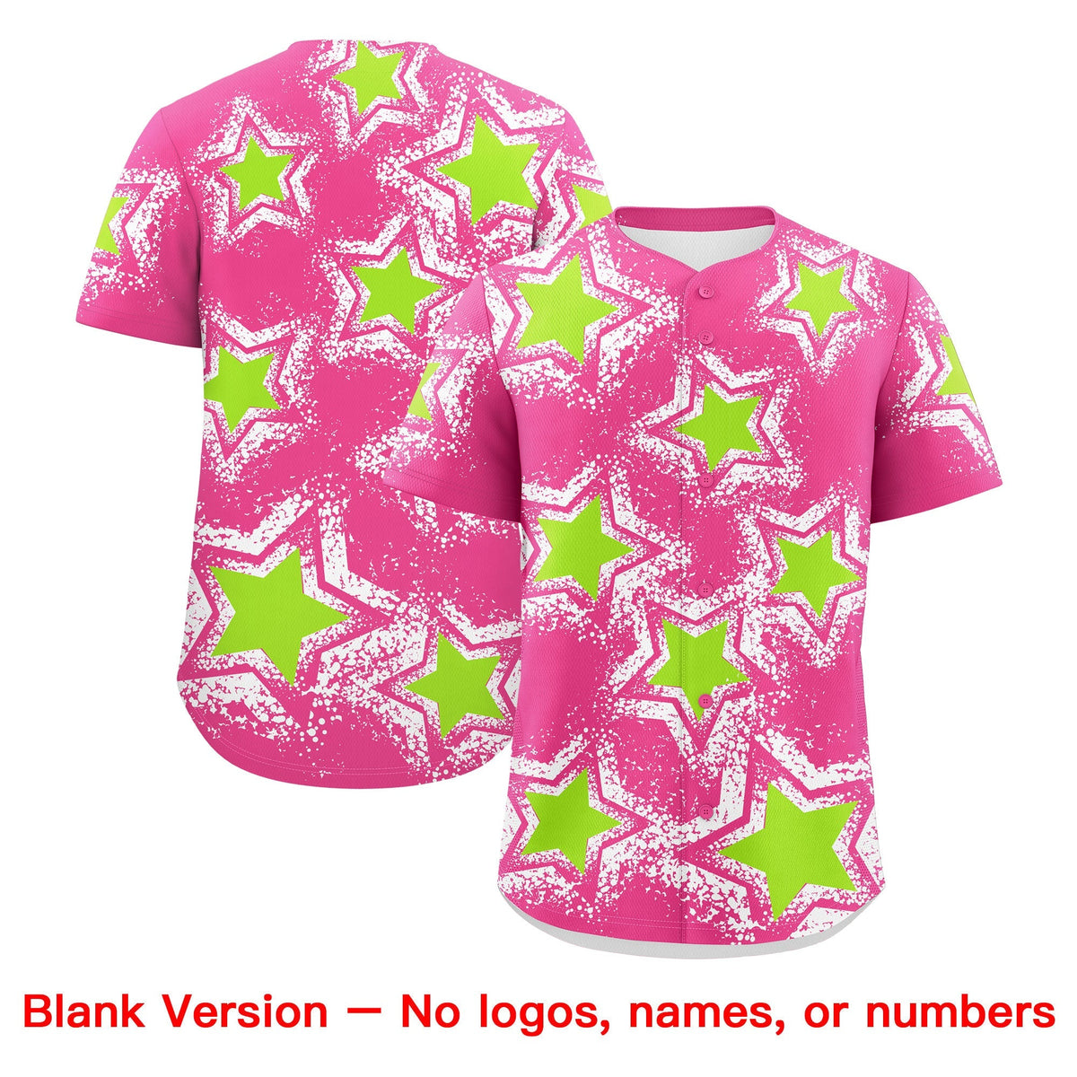 Custom Pink White Neon Green Star Graffiti Team Baseball Jerseys With Custom Names, Numbers & Logos Lightweight Baseball Jersey| KXKSHOP