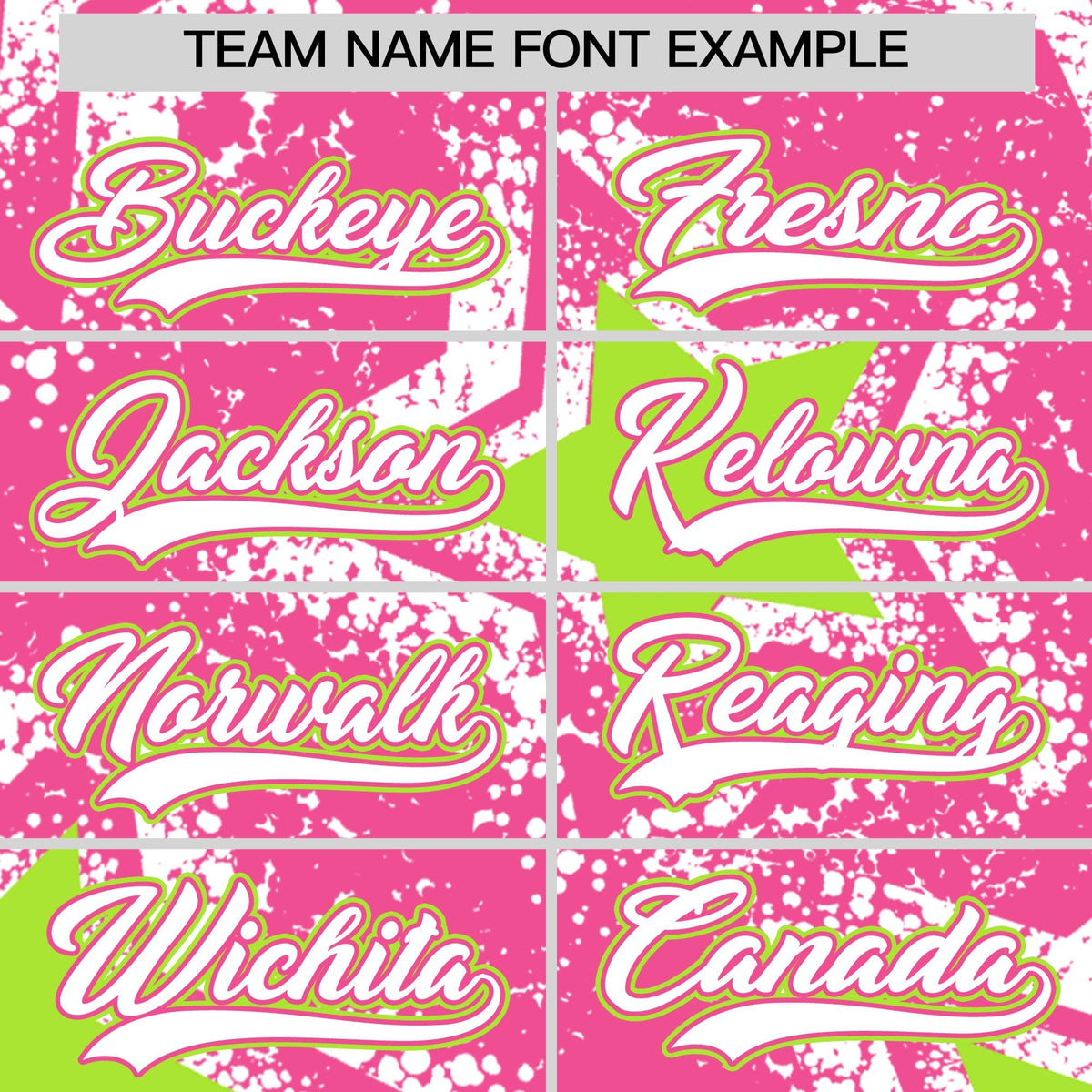 Custom Pink White Neon Green Star Graffiti Team Baseball Jerseys With Custom Names, Numbers &amp; Logos Lightweight Baseball Jersey| KXKSHOP