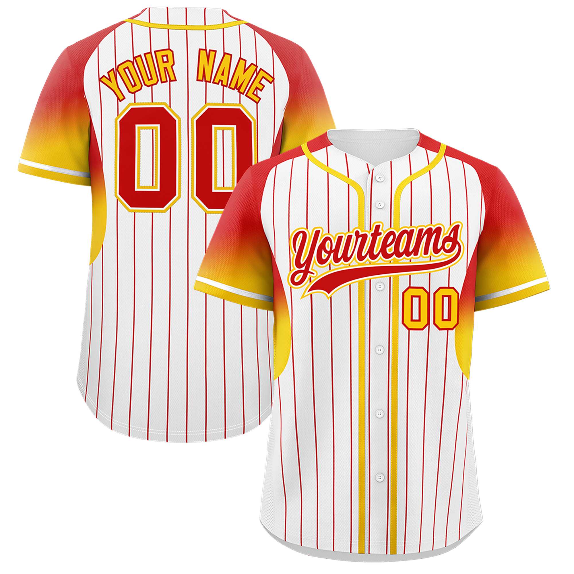 Custom White Red Stripe Fashion Sleeves Gradient Authentic Baseball Jersey