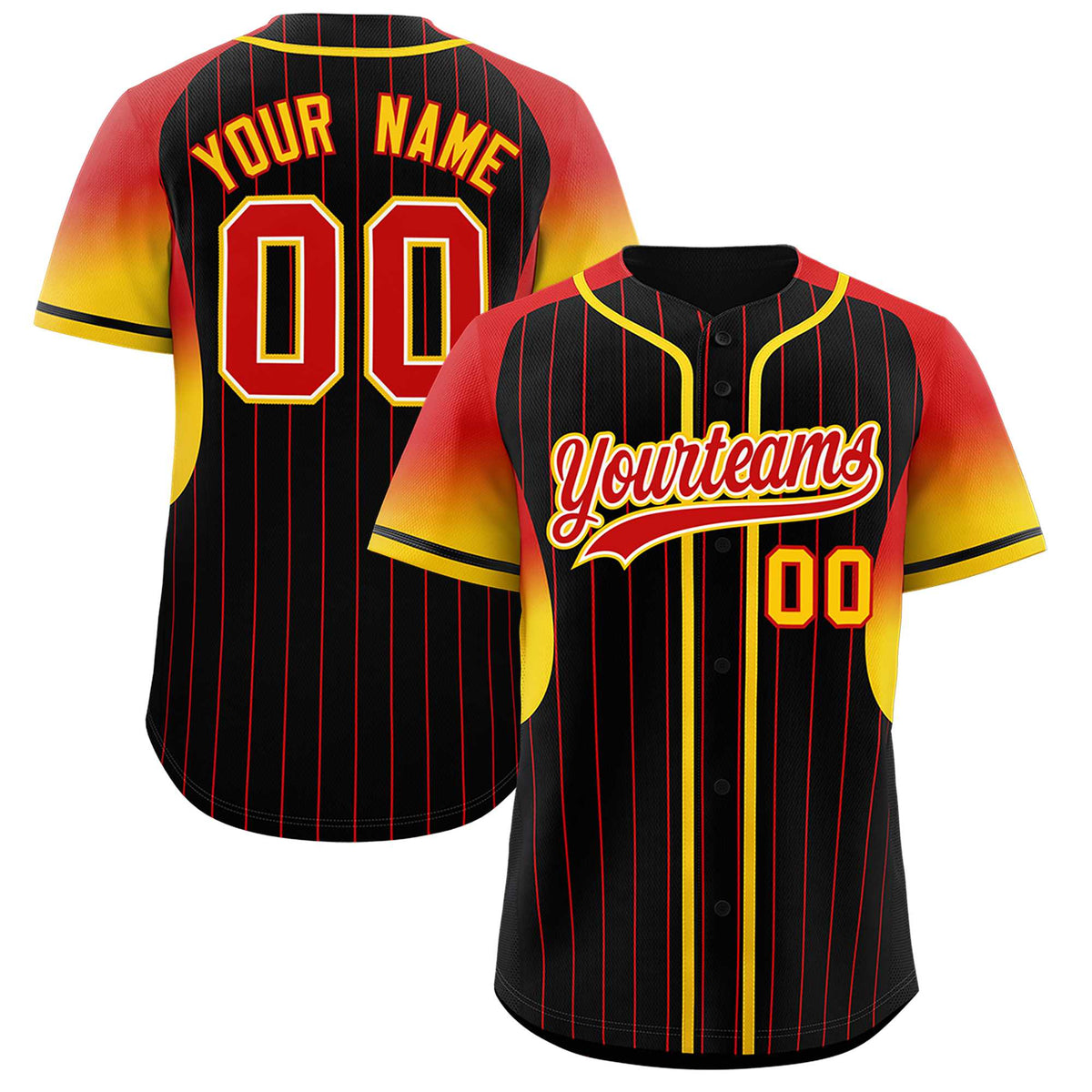 Custom Black Red Stripe Fashion Sleeves Gradient Authentic Baseball Jersey