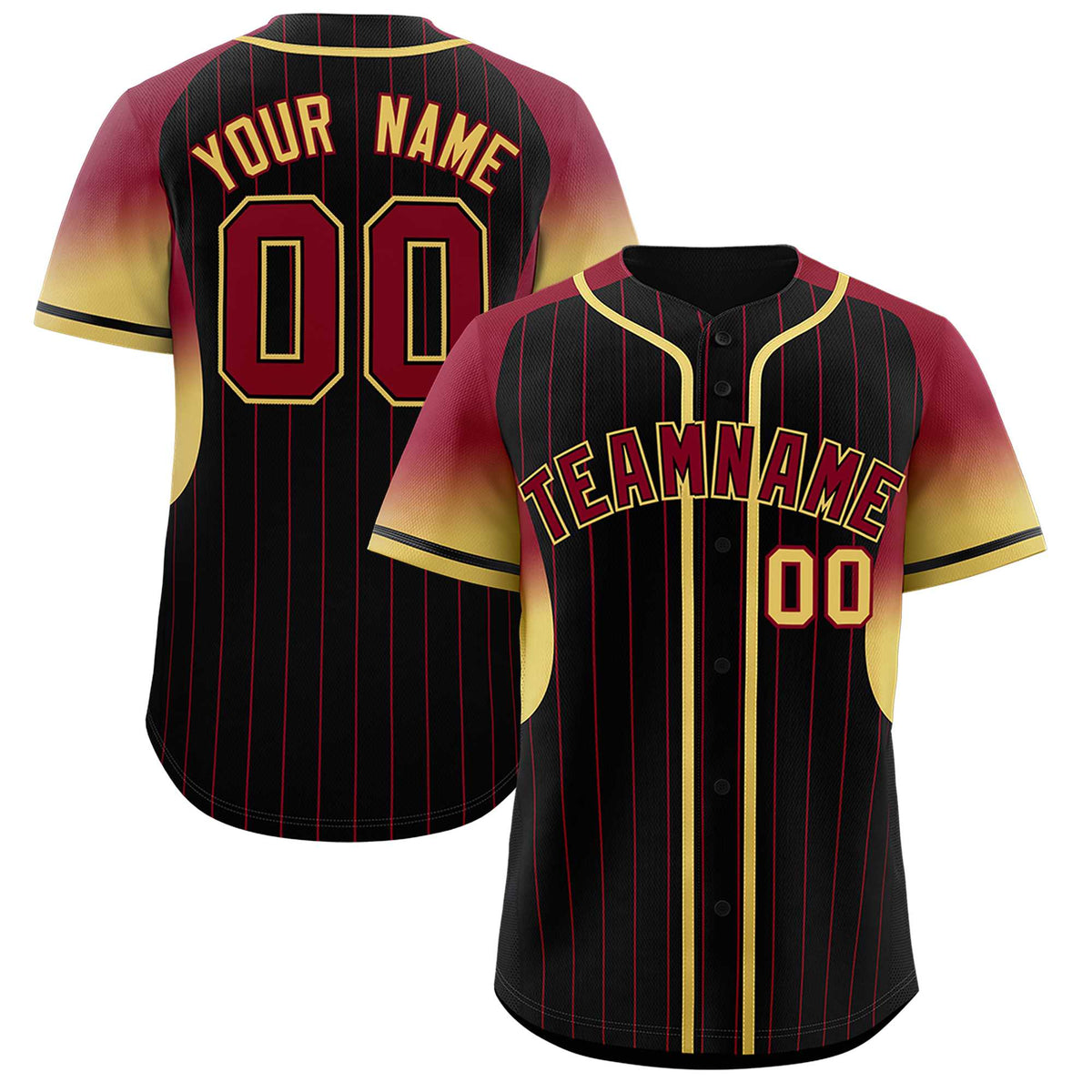 Custom Black Crimson Stripe Fashion Sleeves Gradient Authentic Baseball Jersey