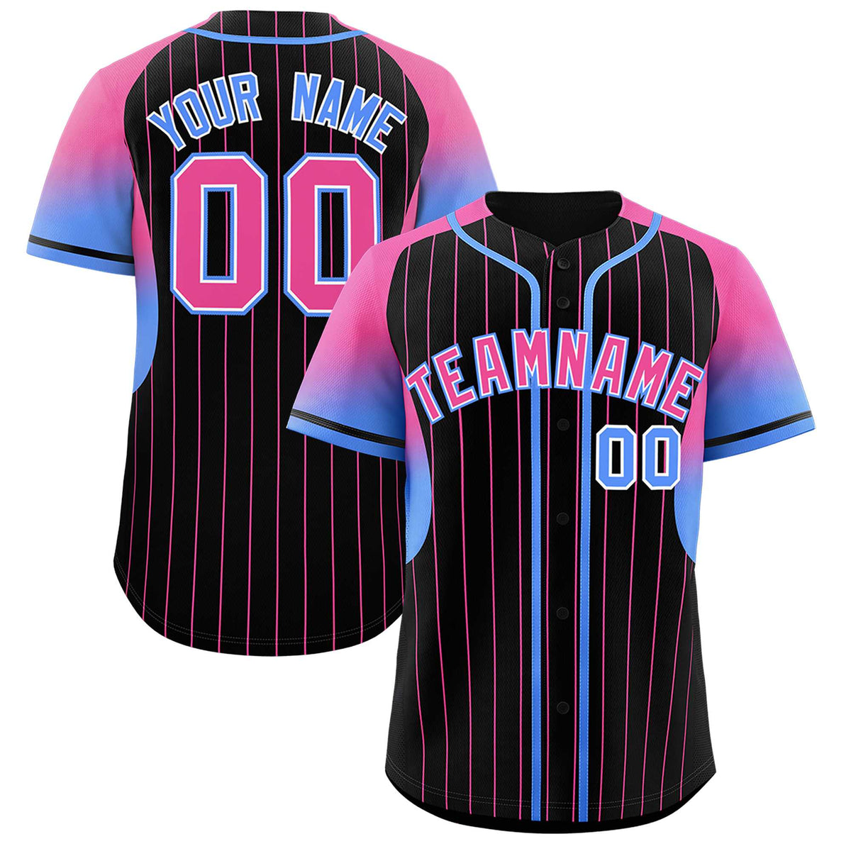 Custom Black Pink Stripe Fashion Sleeves Gradient Authentic Baseball Jersey