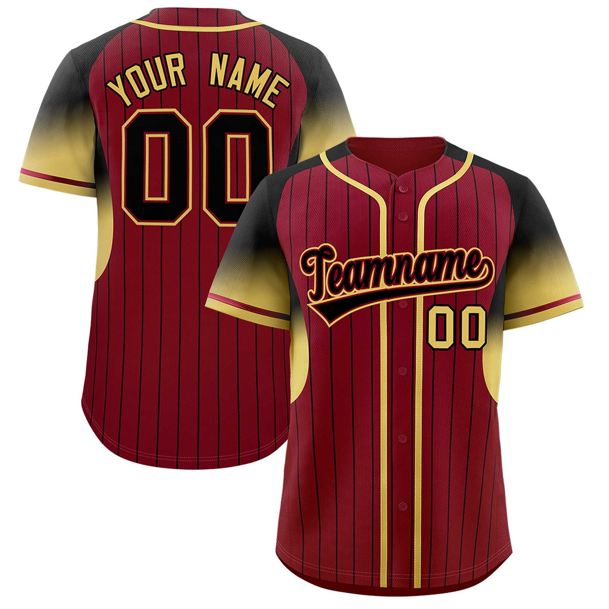 Custom Crimson Black Stripe Fashion Sleeves Gradient Authentic Baseball Jersey
