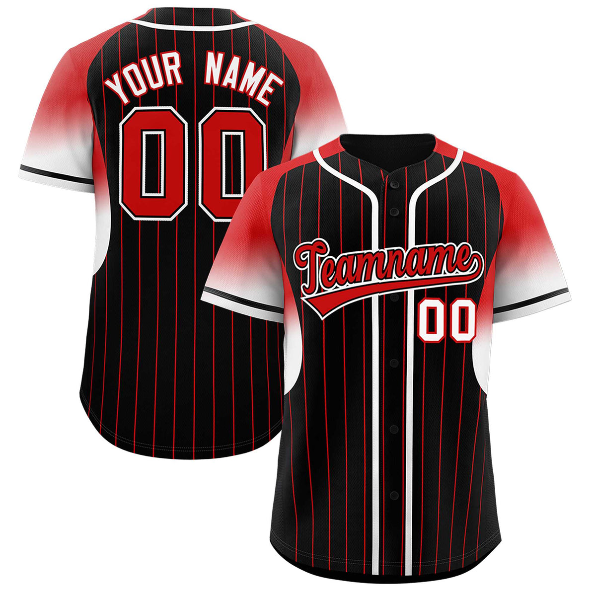 Custom Black Red Stripe Fashion Sleeves Gradient Authentic Baseball Jersey
