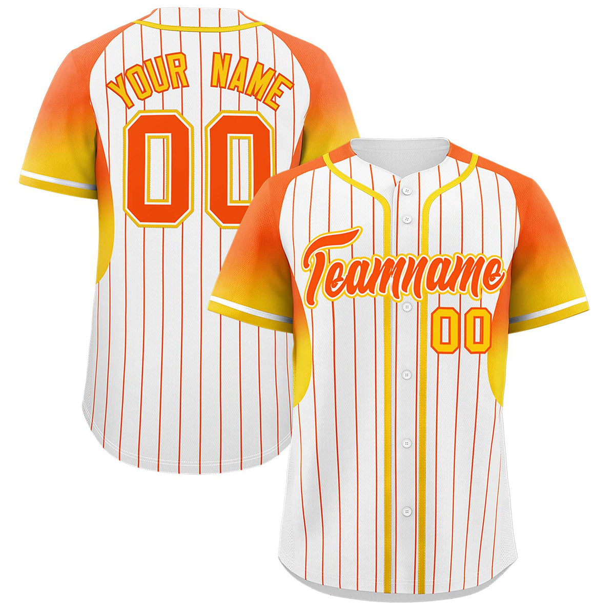Custom White Orange Stripe Fashion Sleeves Gradient Authentic Baseball Jersey