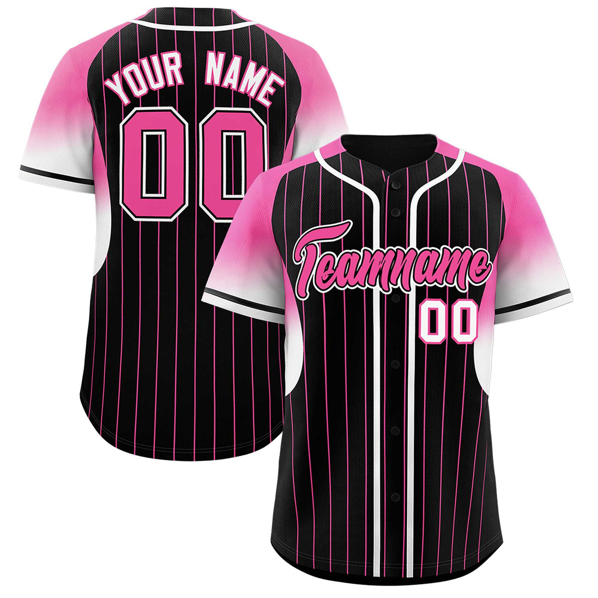 Custom Black Pink Stripe Fashion Sleeves Gradient Authentic Baseball Jersey
