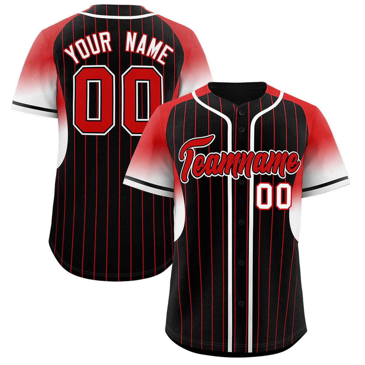 Custom Black Red Stripe Fashion Sleeves Gradient Authentic Baseball Jersey