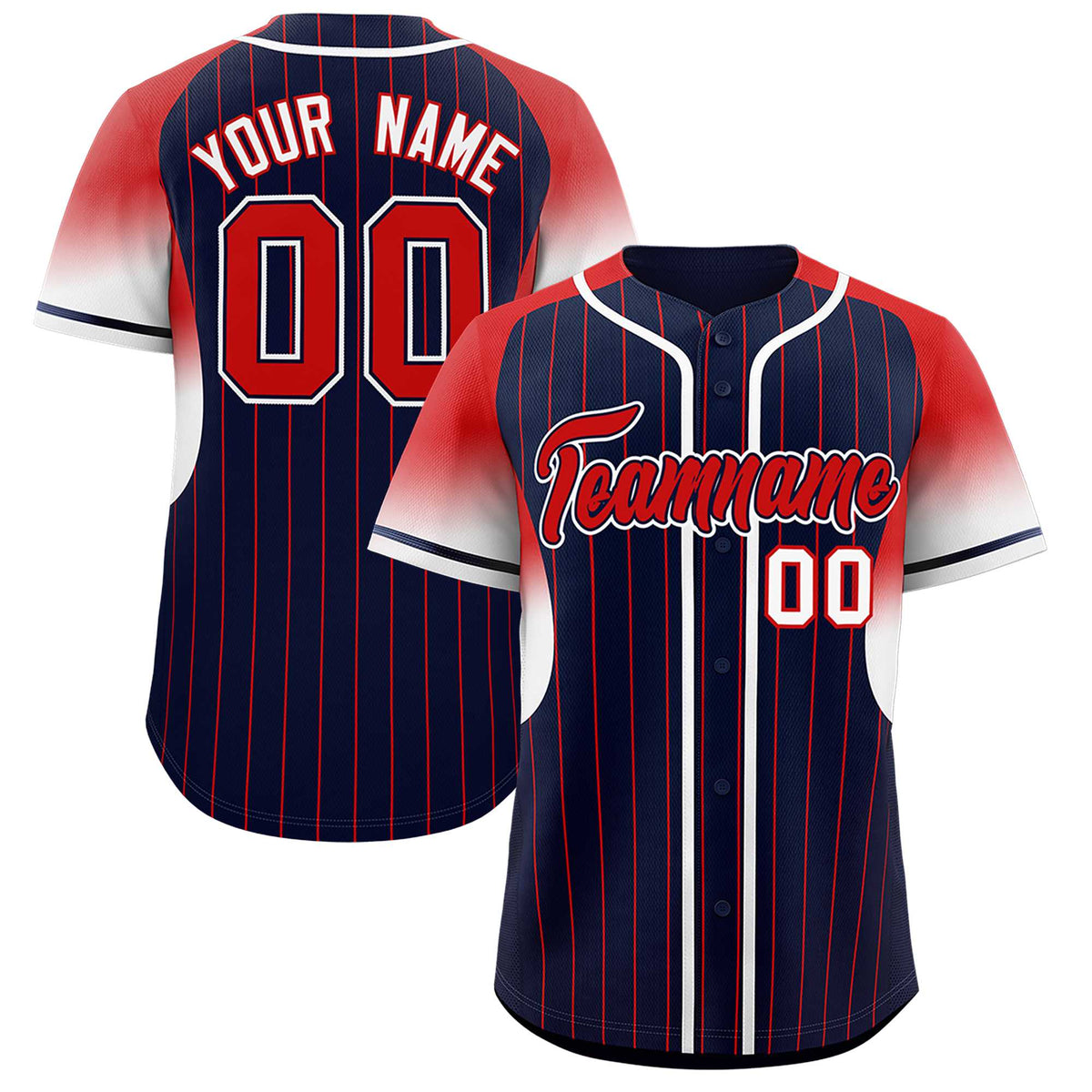 Custom Navy Red Stripe Fashion Sleeves Gradient Authentic Baseball Jersey