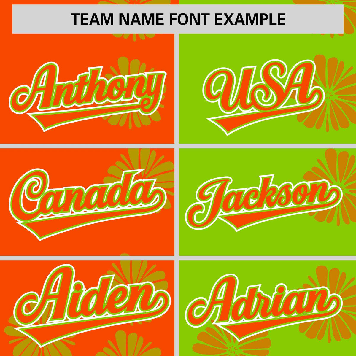 Custom Orange Neon Green Split Fashion Flower Graffiti Pattern Authentic Baseball Jersey