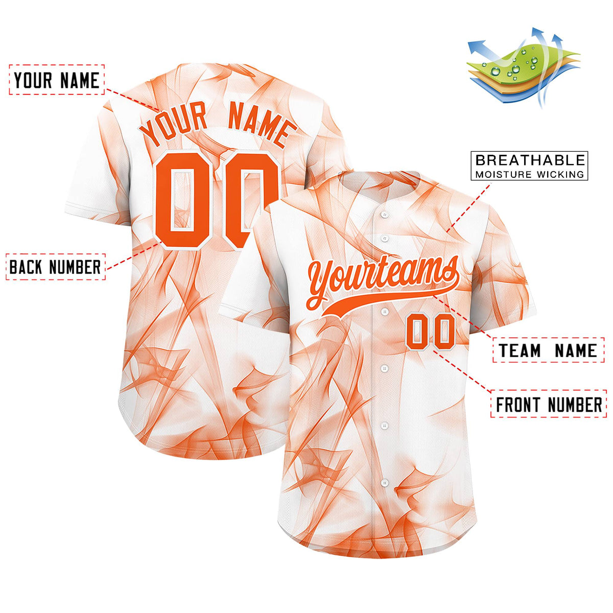 Custom White Fumes Graffiti Pattern Authentic Baseball Jersey