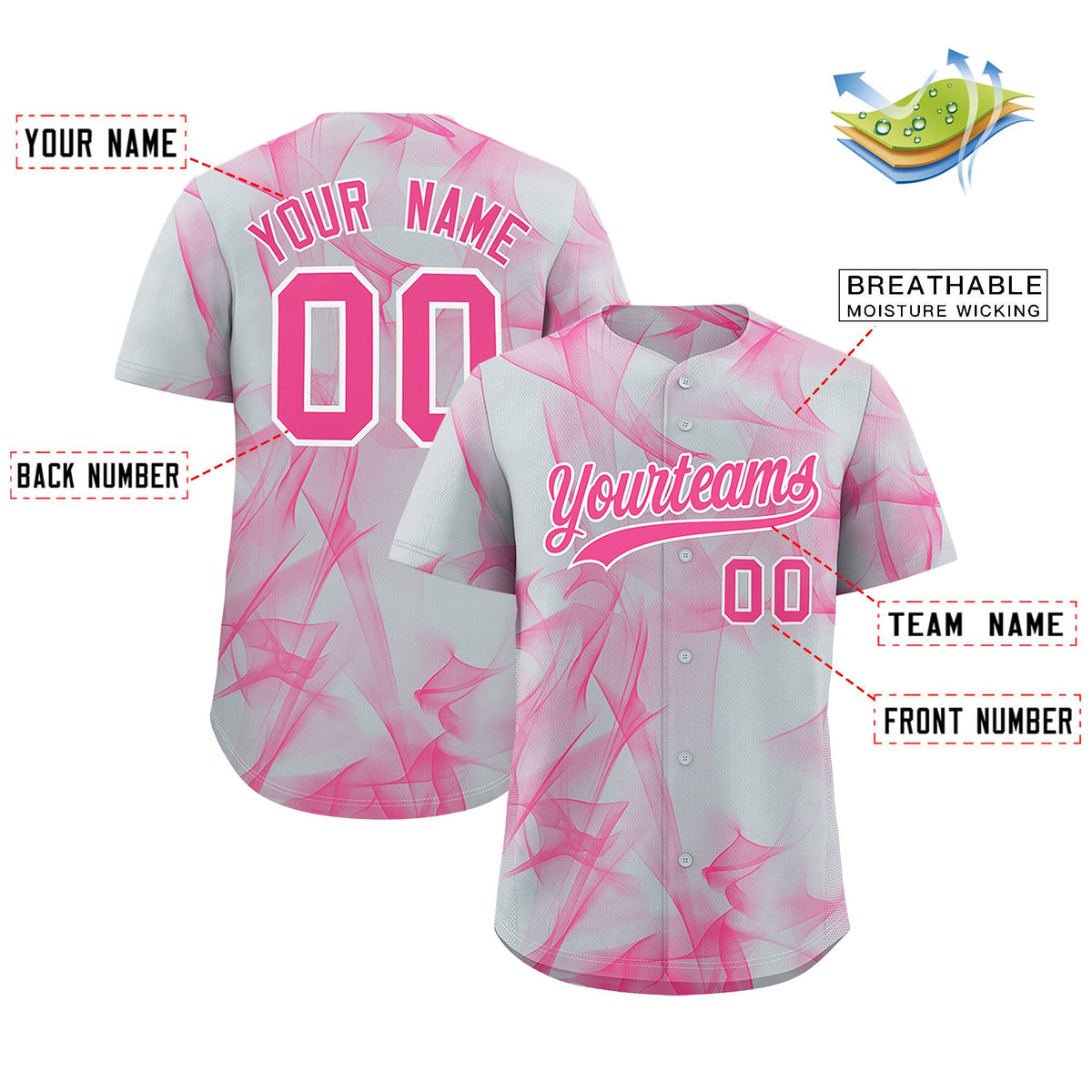 Custom Silver Fumes Graffiti Pattern Authentic Baseball Jersey