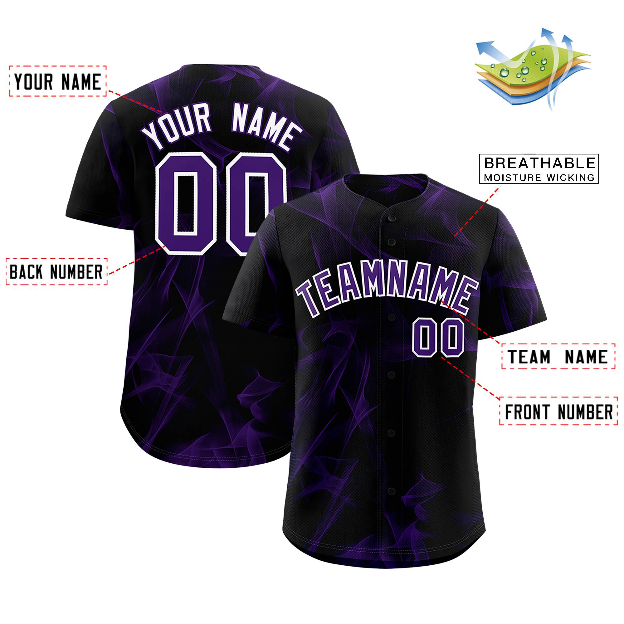 Custom Black Fumes Graffiti Pattern Authentic Baseball Jersey