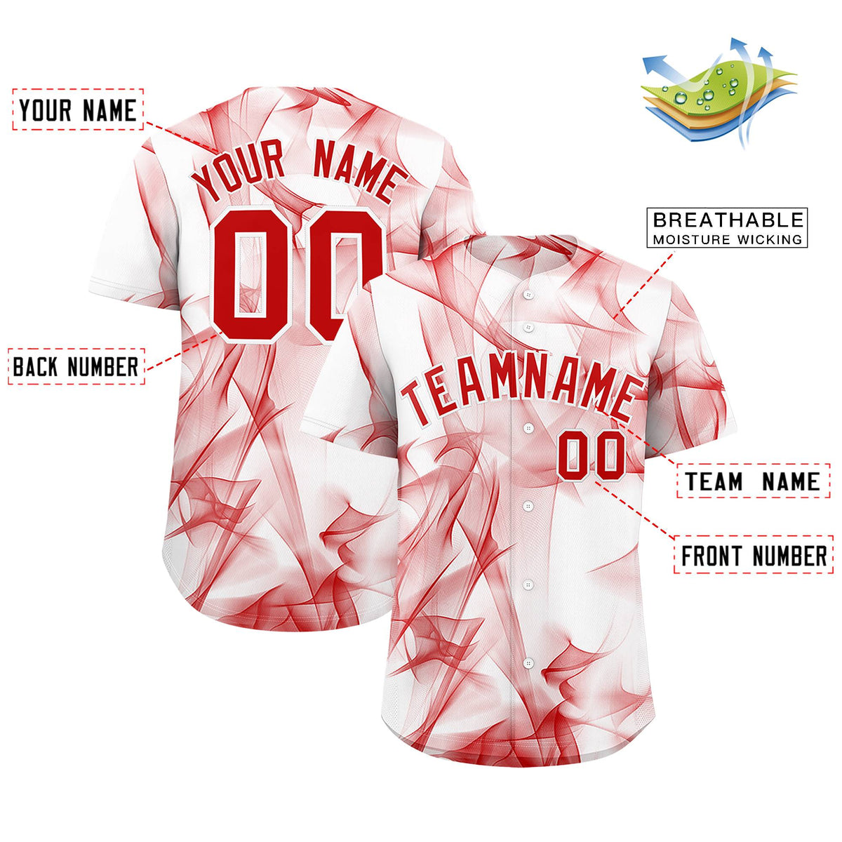 Custom White Fumes Graffiti Pattern Authentic Baseball Jersey