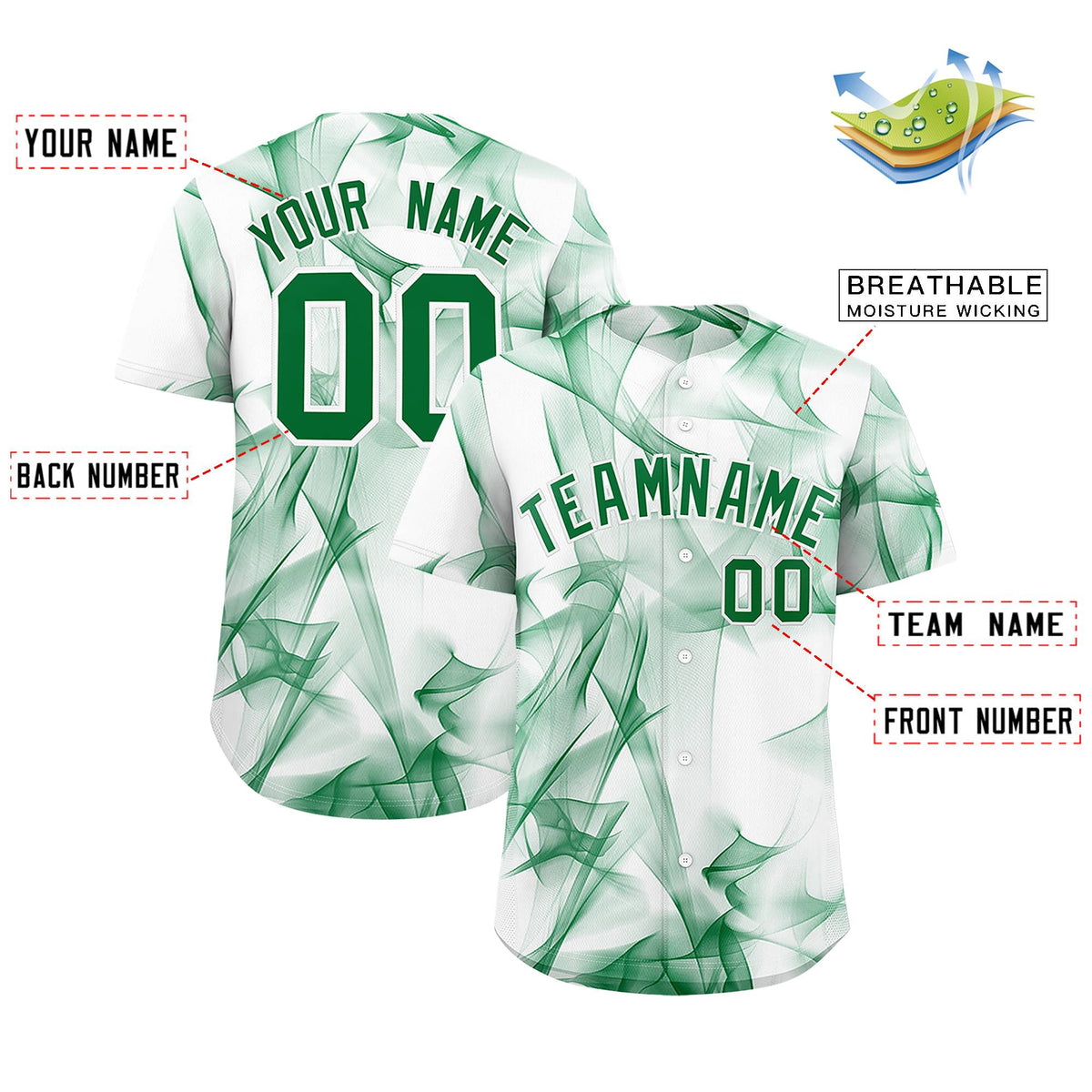 Custom White Fumes Graffiti Pattern Authentic Baseball Jersey