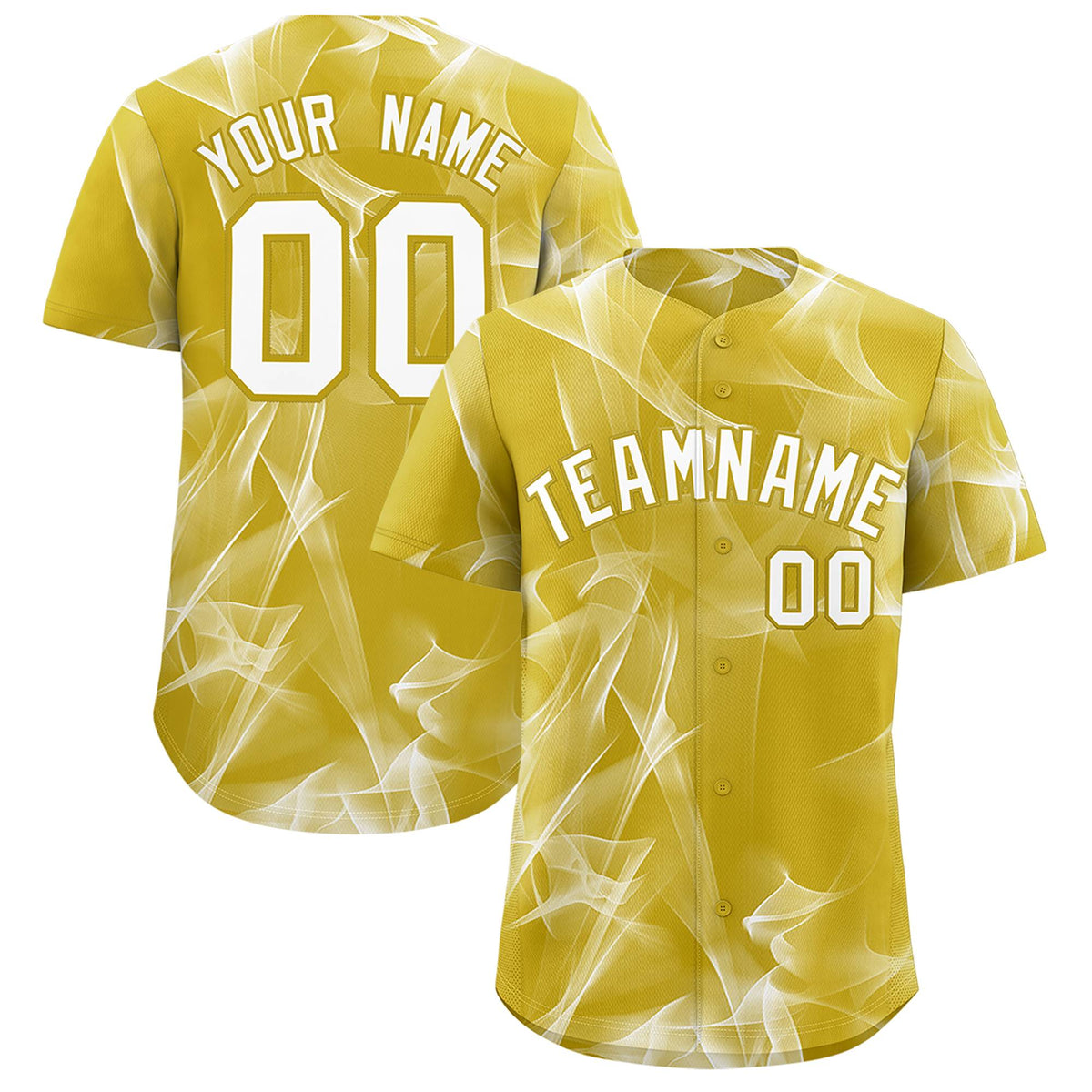 Custom Old Gold Fumes Graffiti Pattern Authentic Baseball Jersey