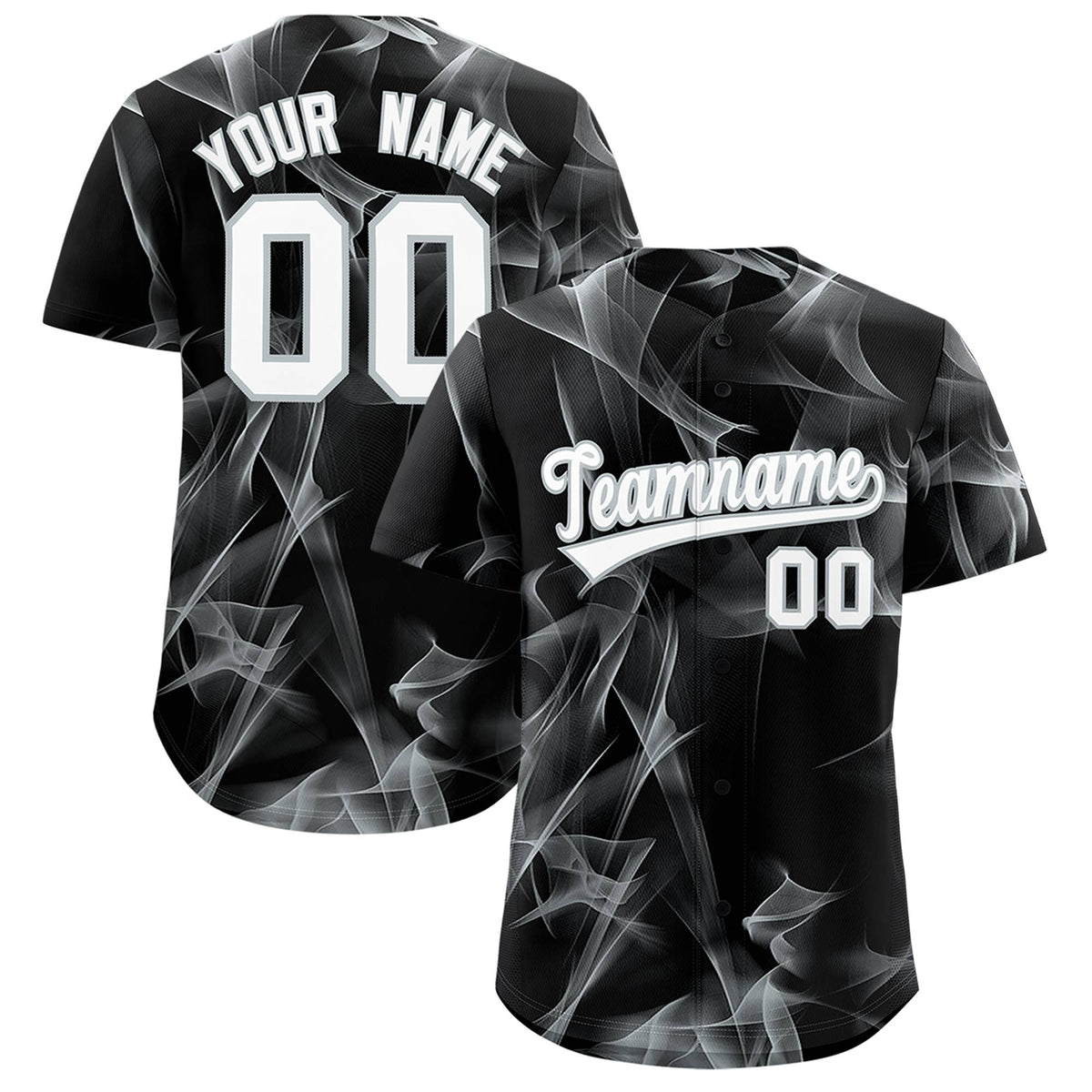 Custom Black Fumes Graffiti Pattern Authentic Baseball Jersey
