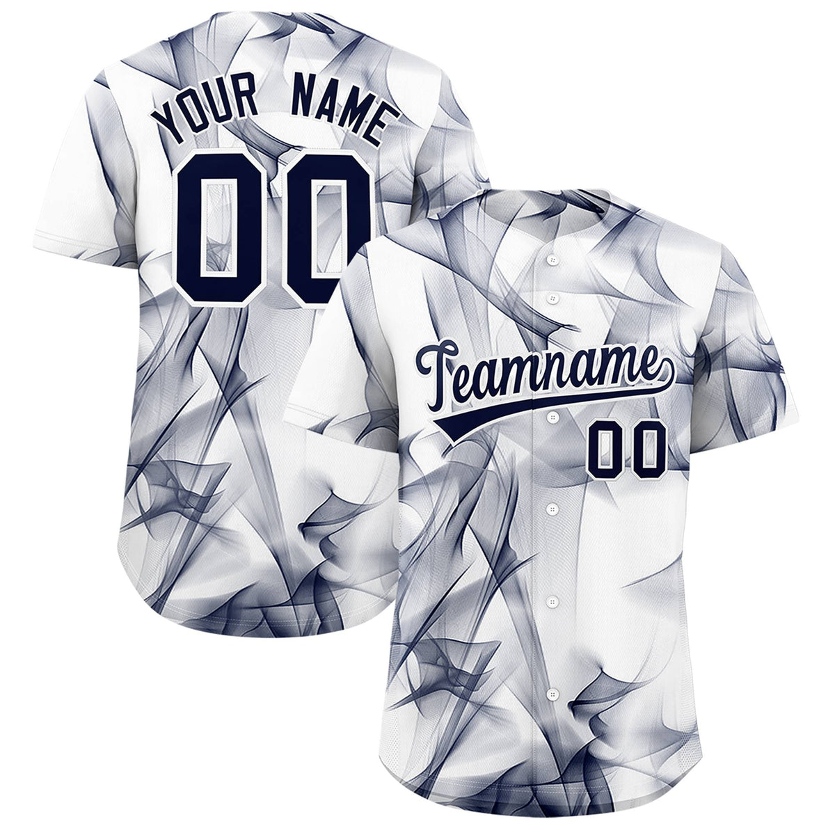 Custom White Fumes Graffiti Pattern Authentic Baseball Jersey