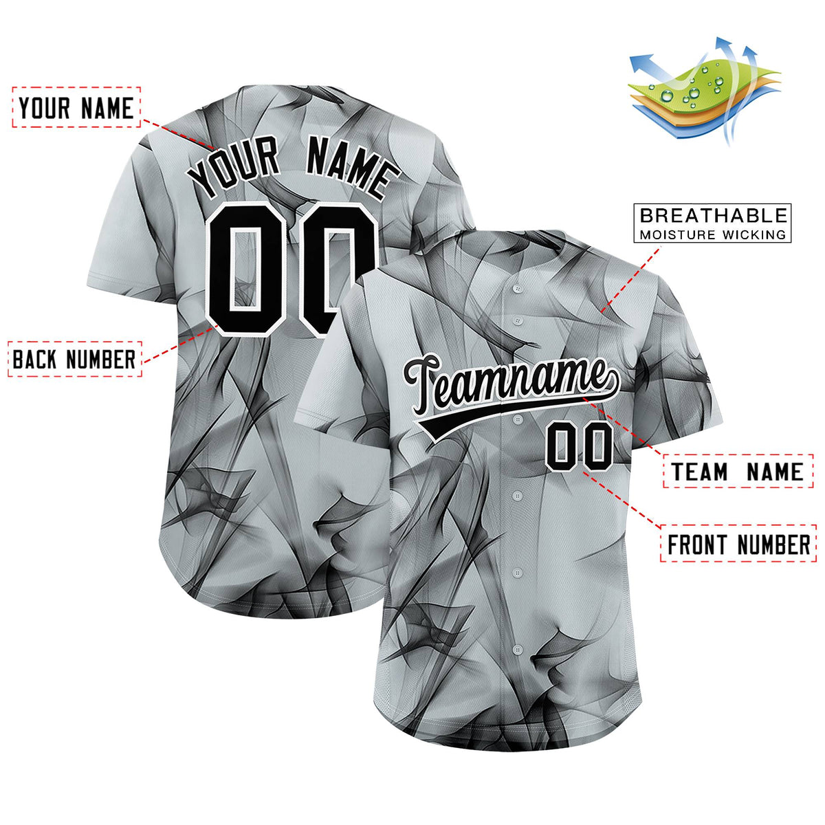 Custom Silver Fumes Graffiti Pattern Authentic Baseball Jersey