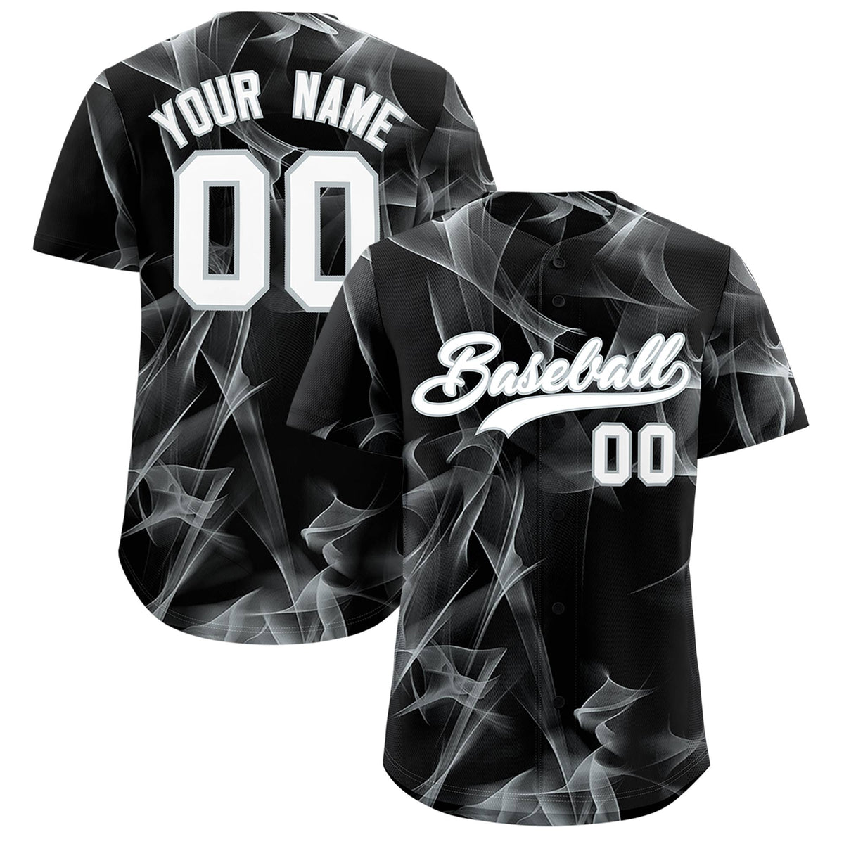 Custom Black Fumes Graffiti Pattern Authentic Baseball Jersey