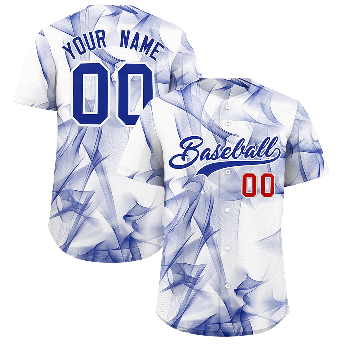 Custom White Fumes Graffiti Pattern Authentic Baseball Jersey