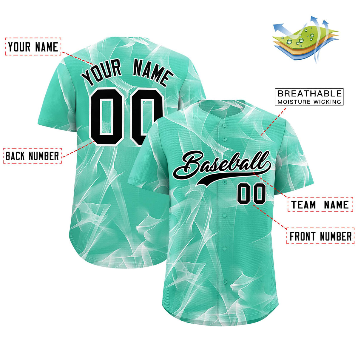 Custom Bright Green Fumes Graffiti Pattern Authentic Baseball Jersey