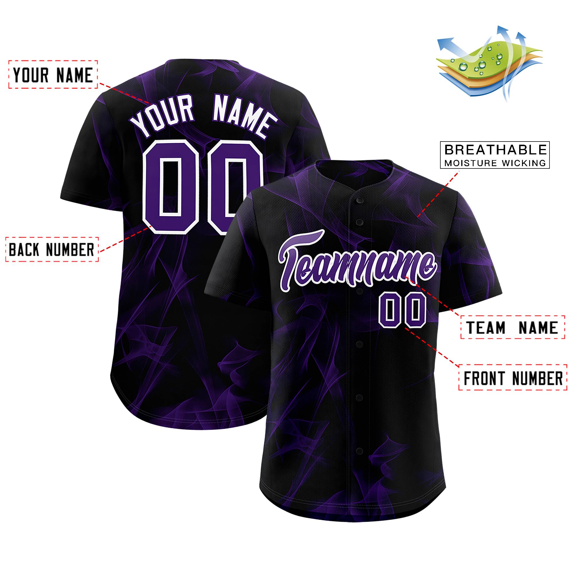 Custom Black Fumes Graffiti Pattern Authentic Baseball Jersey