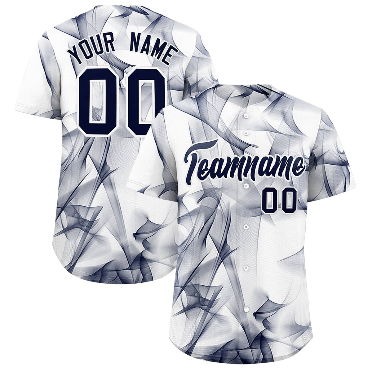Custom White Fumes Graffiti Pattern Authentic Baseball Jersey