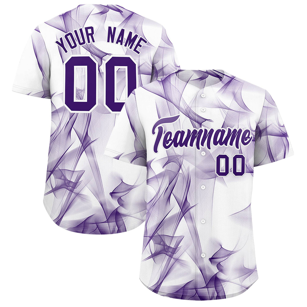 Custom White Fumes Graffiti Pattern Authentic Baseball Jersey