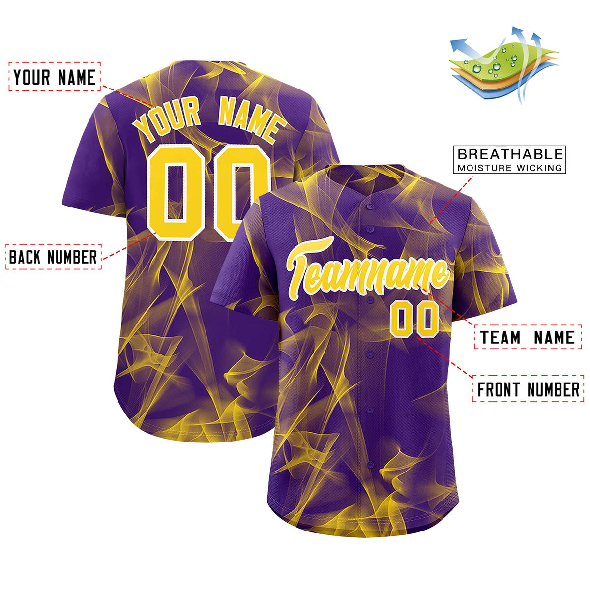 Custom Purple Fumes Graffiti Pattern Authentic Baseball Jersey