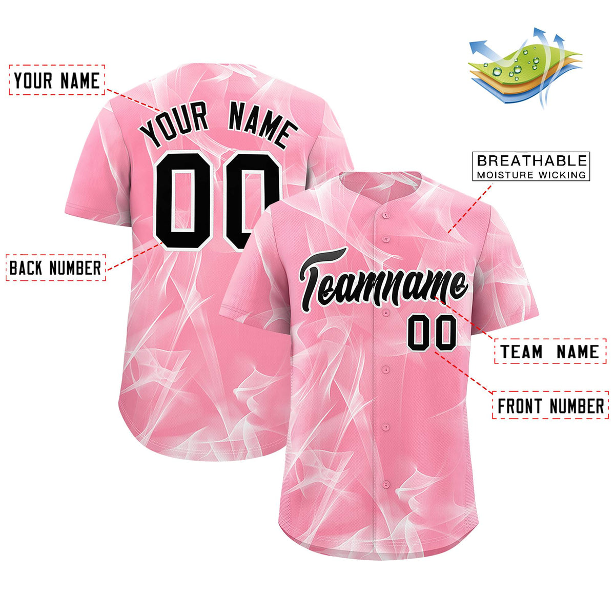 Custom Light Pink Fumes Graffiti Pattern Authentic Baseball Jersey