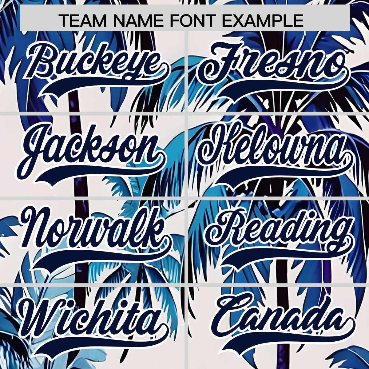 Custom Navy White Palm Tree Pattern Graffiti Hawaiian Style Baseball Jersey| KXKSHOP