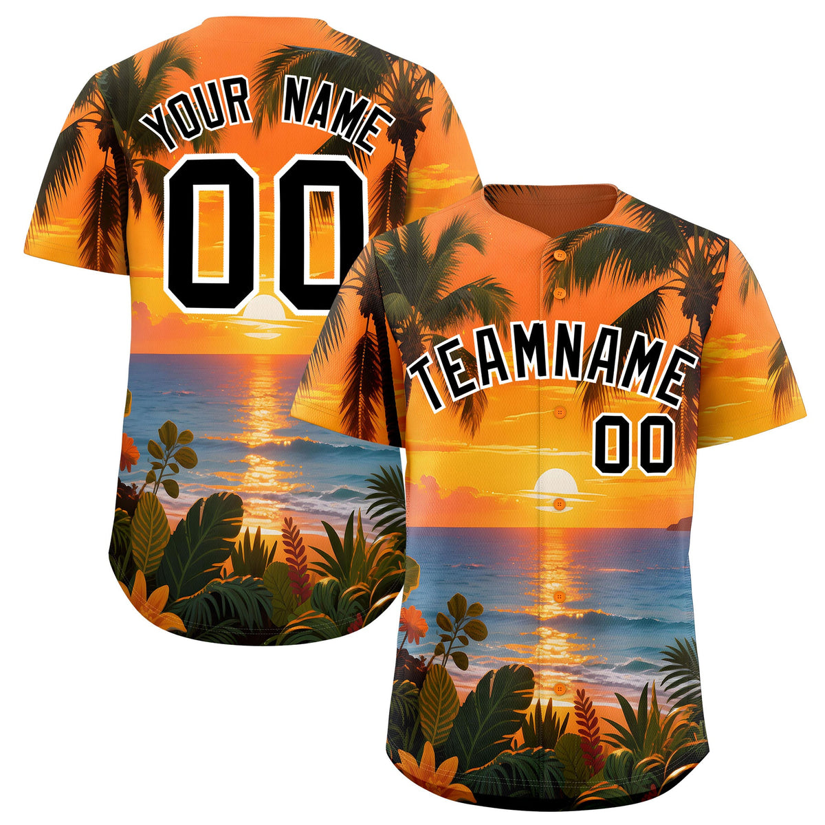 Custom White Black Seaside Palm Tree Pattern Graffiti Hawaiian Style Baseball Jersey| KXKSHOP