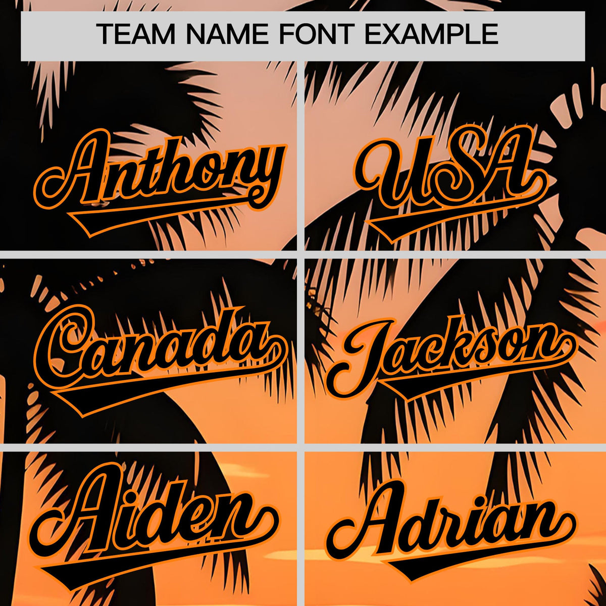 Custom Black Orange Palm Tree Pattern Graffiti Hawaiian Style Baseball Jersey| KXKSHOP