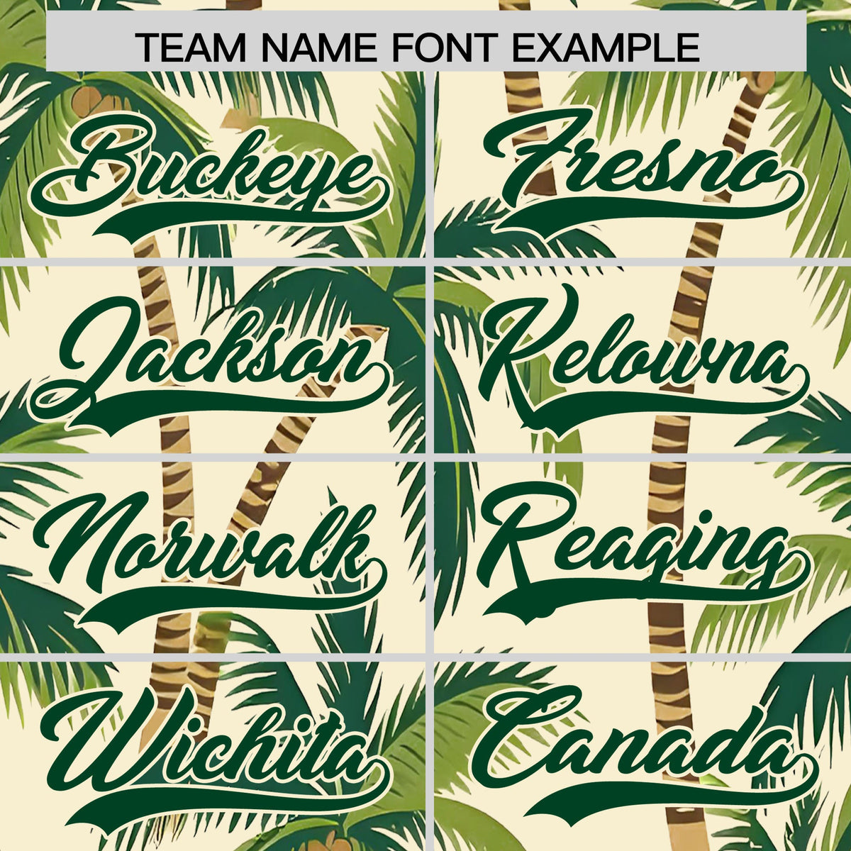 Custom Green Cream Palm Tree Pattern Graffiti Hawaiian Style Baseball Jersey| KXKSHOP