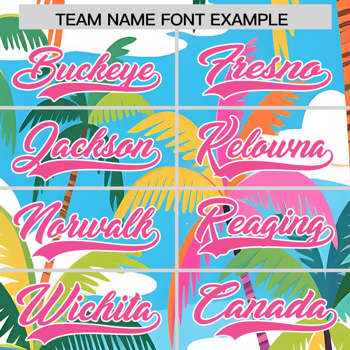 Custom Pink White Seaside Palm Tree Pattern Graffiti Hawaiian Style Baseball Jersey| KXKSHOP