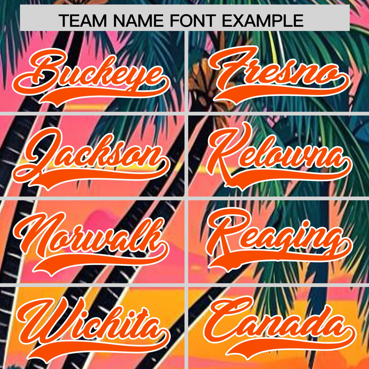 Custom Orange White Palm Tree Pattern Graffiti Hawaiian Style Baseball Jersey| KXKSHOP