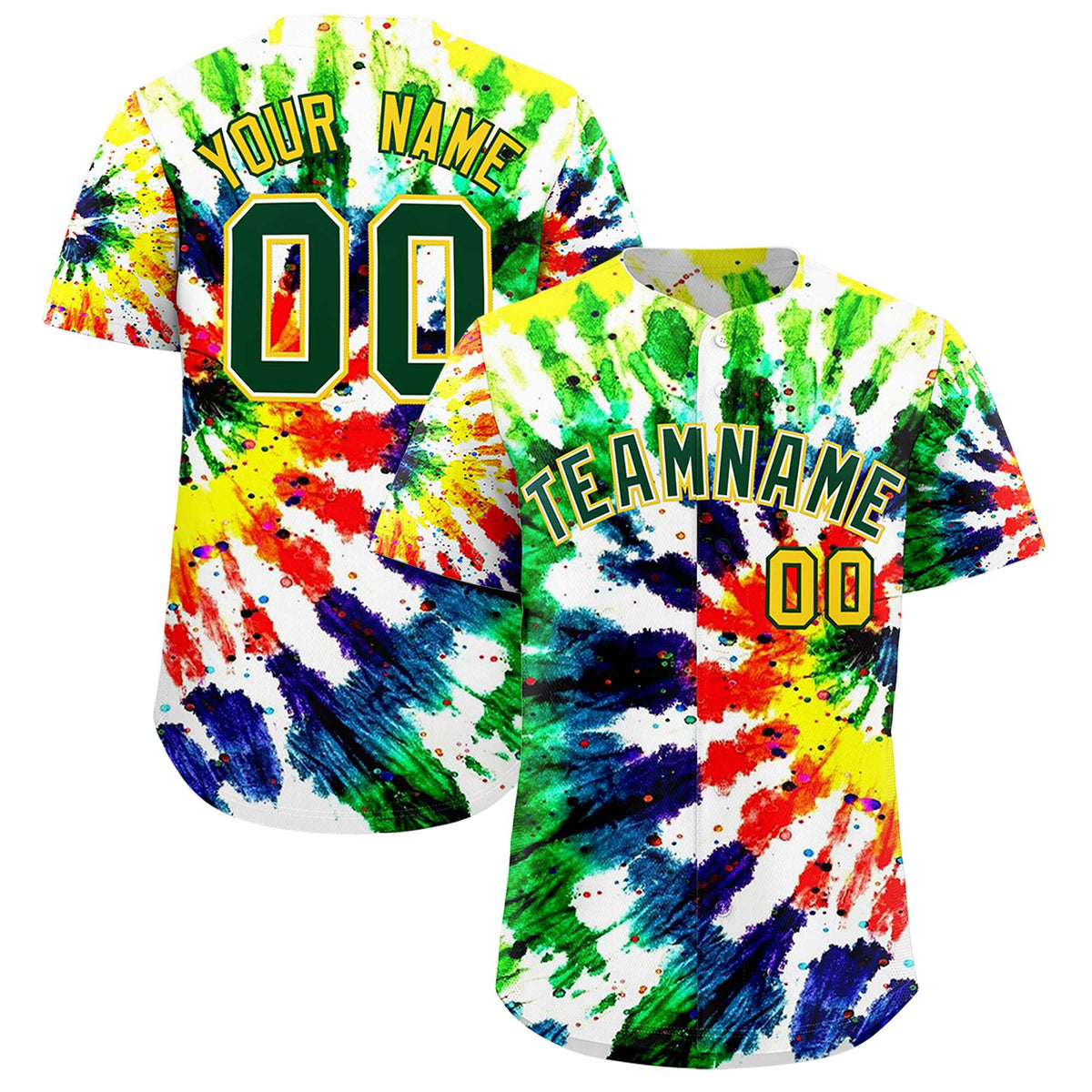 Custom Multi Color Tie-Dye Graffiti Pattern Authentic Baseball Jersey| KXKSHOP