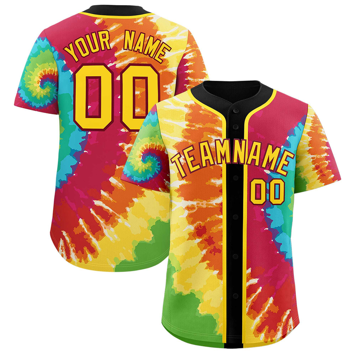 Custom Black Tie-Dye Graffiti Pattern Authentic Baseball Jersey| KXKSHOP
