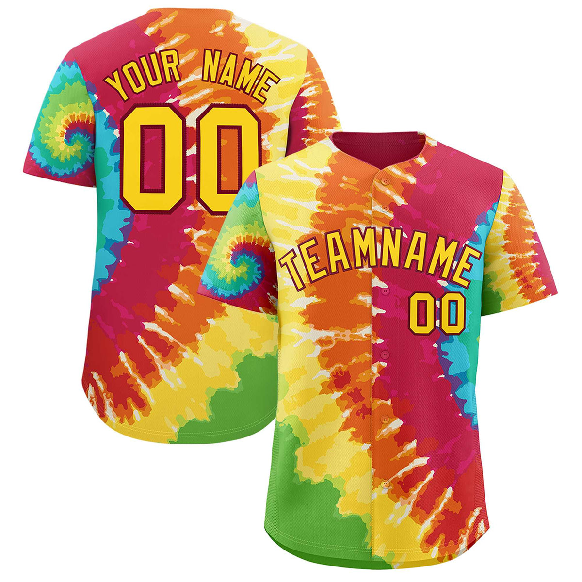 Custom Multi Color Tie-Dye Graffiti Pattern Authentic Baseball Jersey| KXKSHOP