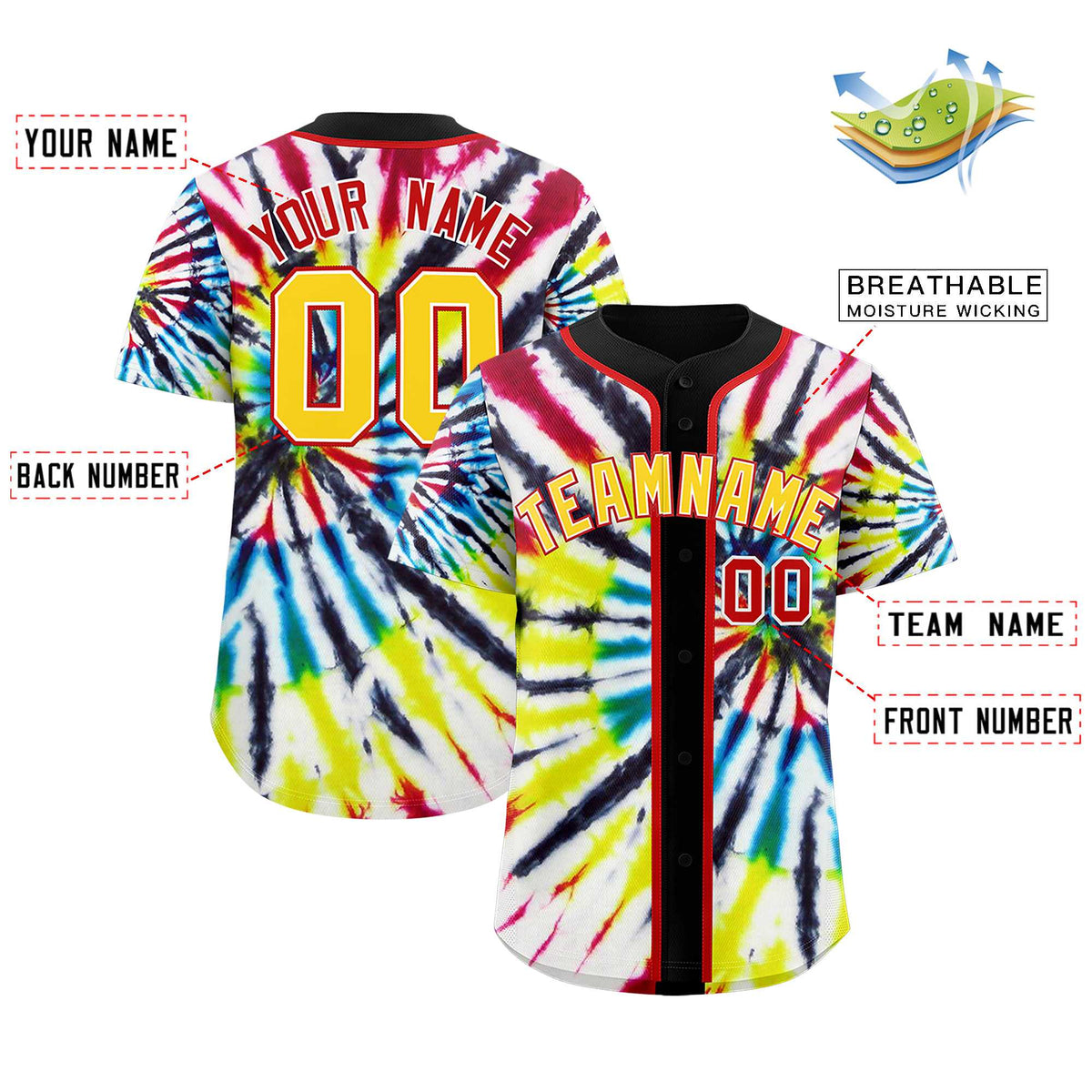 Custom Black Tie-Dye Graffiti Pattern Authentic Baseball Jersey| KXKSHOP