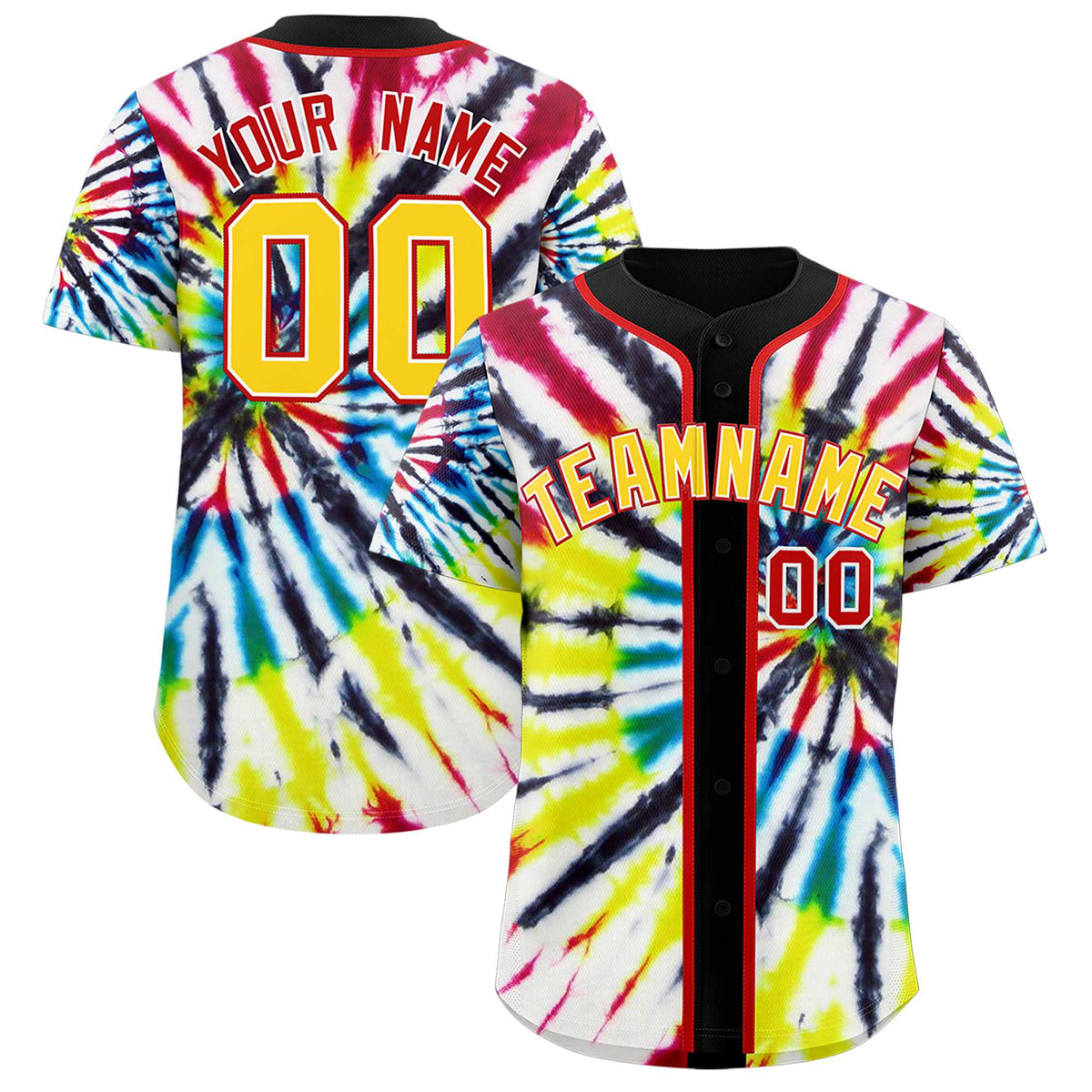Custom Black Tie-Dye Graffiti Pattern Authentic Baseball Jersey| KXKSHOP