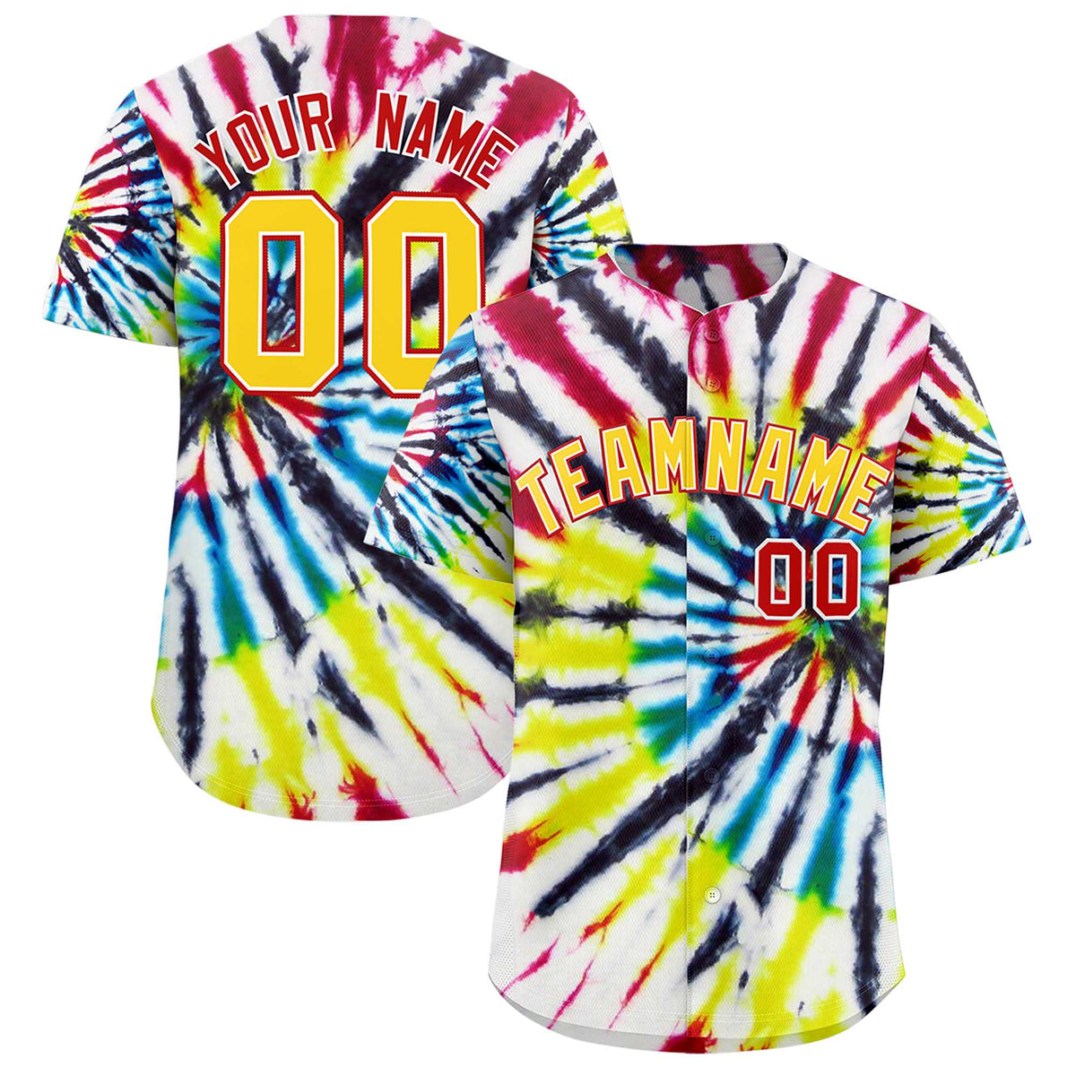 Custom Multi Color Tie-Dye Graffiti Pattern Authentic Baseball Jersey| KXKSHOP